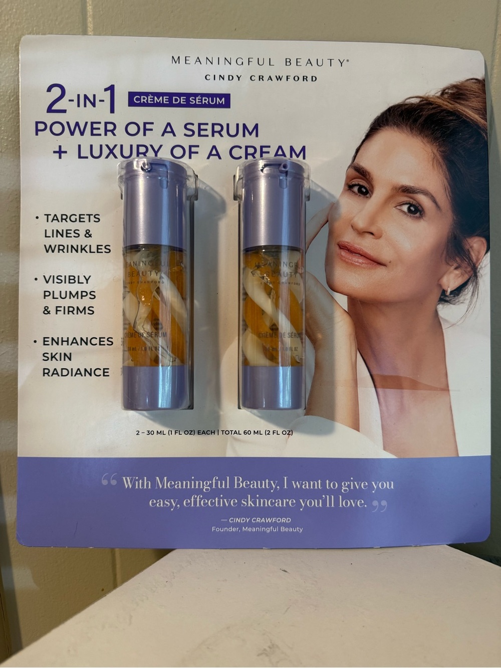 Meaningful Beauty Crème de Sérum 2-in-1 Serum + Cream 2 fl oz Face